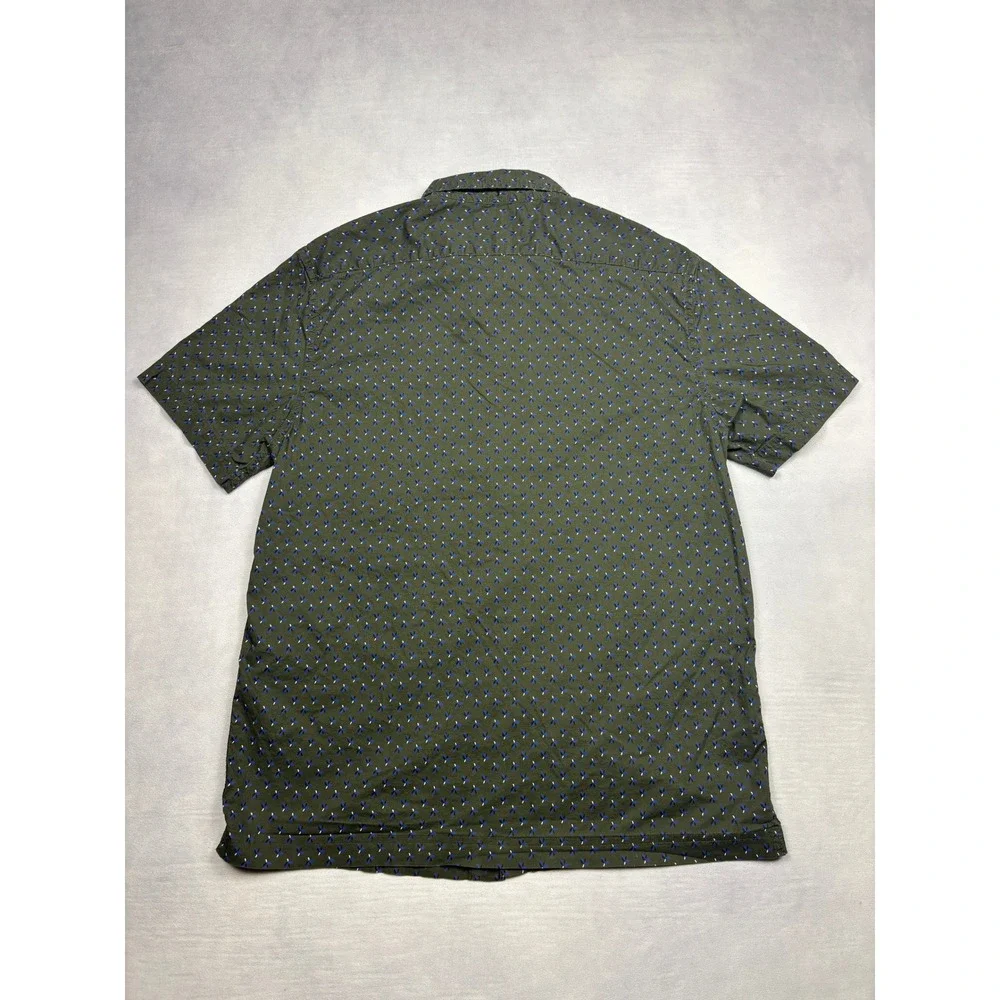 Banana Republic Mens Slim Fit Short‎ Sleeve Organic Cotton Shirt Olive Green M